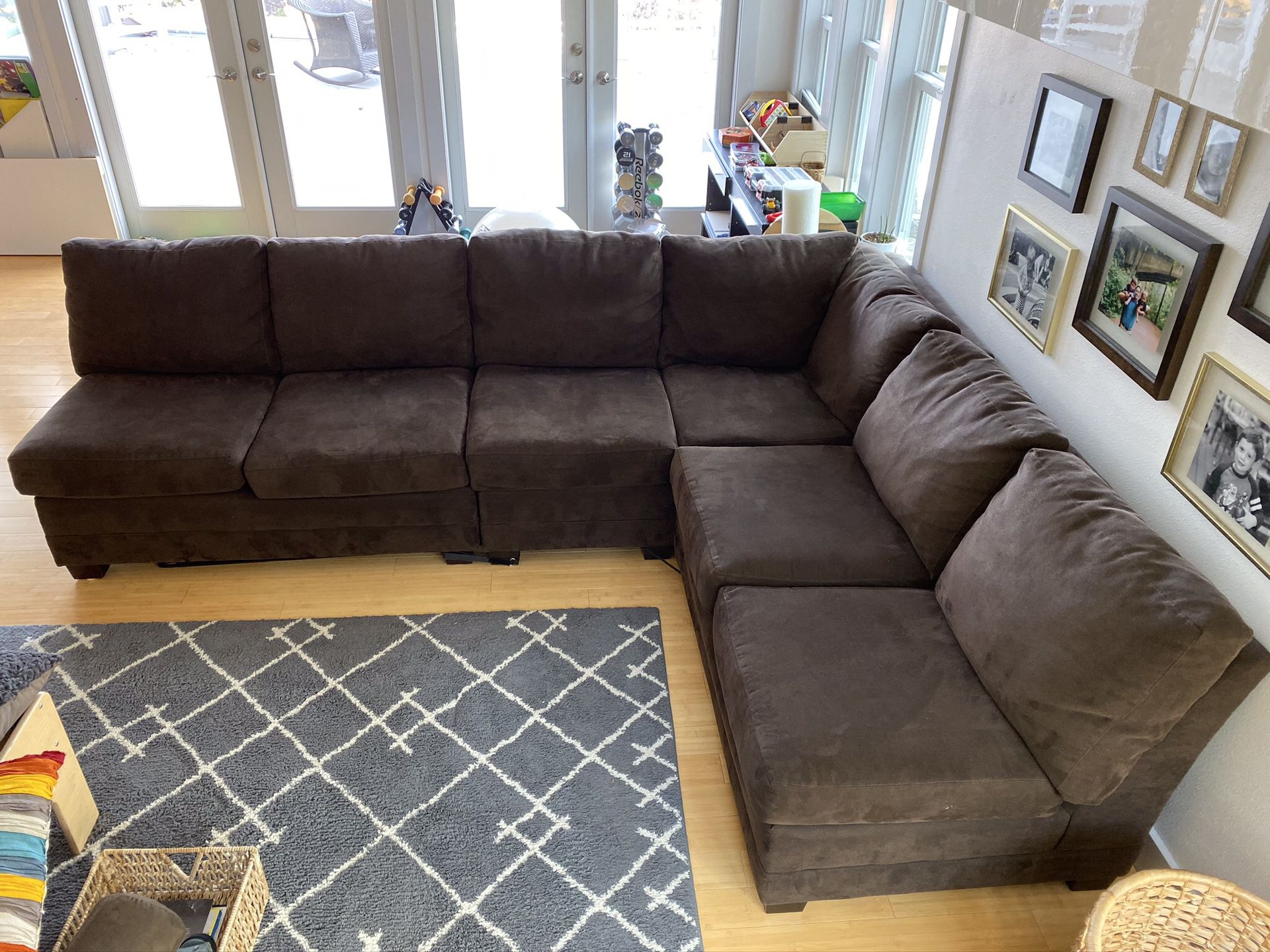 Crate & Barrel microfiber sectional couch/sofa