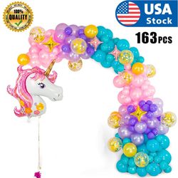 163 PCS DIY Unicorn Balloon Arch and Unicorn Party Supplies and Girls Birthdays