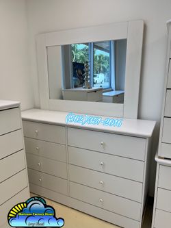 Eight drawer white with mirror new dresser cajonera Comoda chest mueble