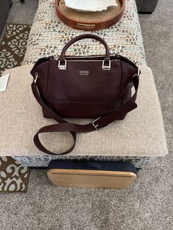 Guess 1981 Deep Burgundy Satchel Adjustable with Bag Charm