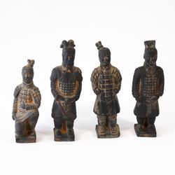 6" Chinese Clay Terracotta Warrior Sculpture Statue Figurine Art Decor Set of 4