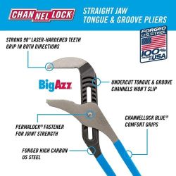 Channellock 480 10" Steel Straight Jaw Tongue & Groove Pliers
