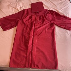 Red Graduation Cap and Gown