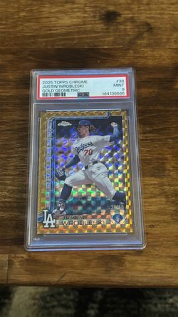 2025 Topps Chrome Justin Wrobleski Gold Geometric/50 RC PSA 9