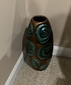 Bronze And Teal Flower Pot
