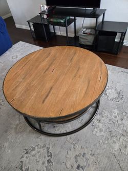 Round  Wooden and Metal  Coffee Table