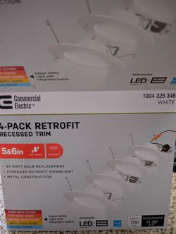 Commercial Electric 8 Pack 5-6 In Retrocmfit Recessed Trim Lights.