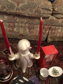 Very large tall ceramic candle angel from 1980