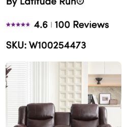 Set of 2 Vegan Leather Theater Recliner Sofas