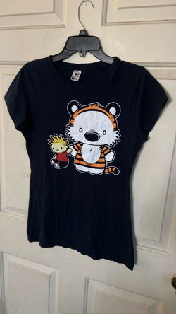 Calvin and Hobbes Hello Kitty Tiger VERY CUTE Satire Teefury Lady Shirt  L