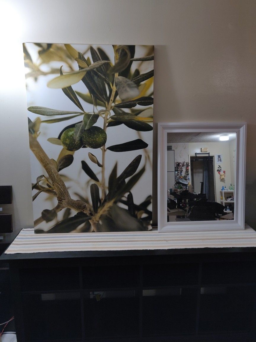 Ikea Painting Floral Print And Mirror