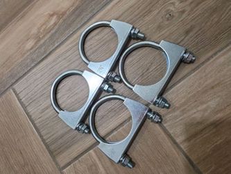 4 Pcs 2-1/2" Exhaust Clamp Heavy Duty U-bolt Exhaust Clamp - Saddle Design Muffler Pipe Connector, Tip Hook Clip, Galvanized Iron, Fits 2.5" Od Pipes