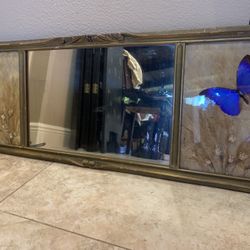 1900s Vintage Antique Mirror With Blue Butterflies