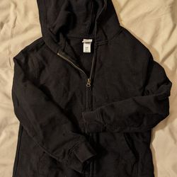 Girls or Boys Black 6-7 Zippered Sweatshirt Jacket Hoodie w/ 2 Pockets. West or East