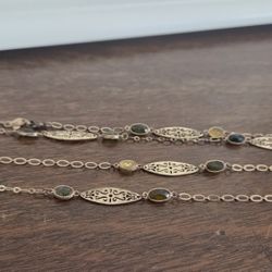 Cookie LEE gold tone Necklace With Faceted Glass Ovals