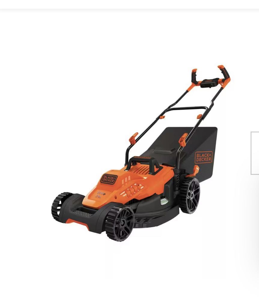 Black +Decker 17 in. 12 AMP Corded Electric Walk Behind Push Lawn Mower