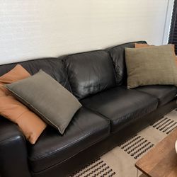 Black Leather Couch Chair And Ottoman 