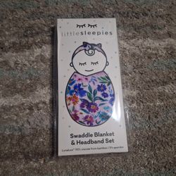 Little Sleepies Sweetpea Floral Swaddle + Bow