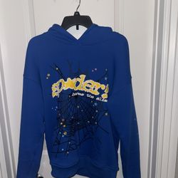 Sp5der Hoodie Blue Size Medium