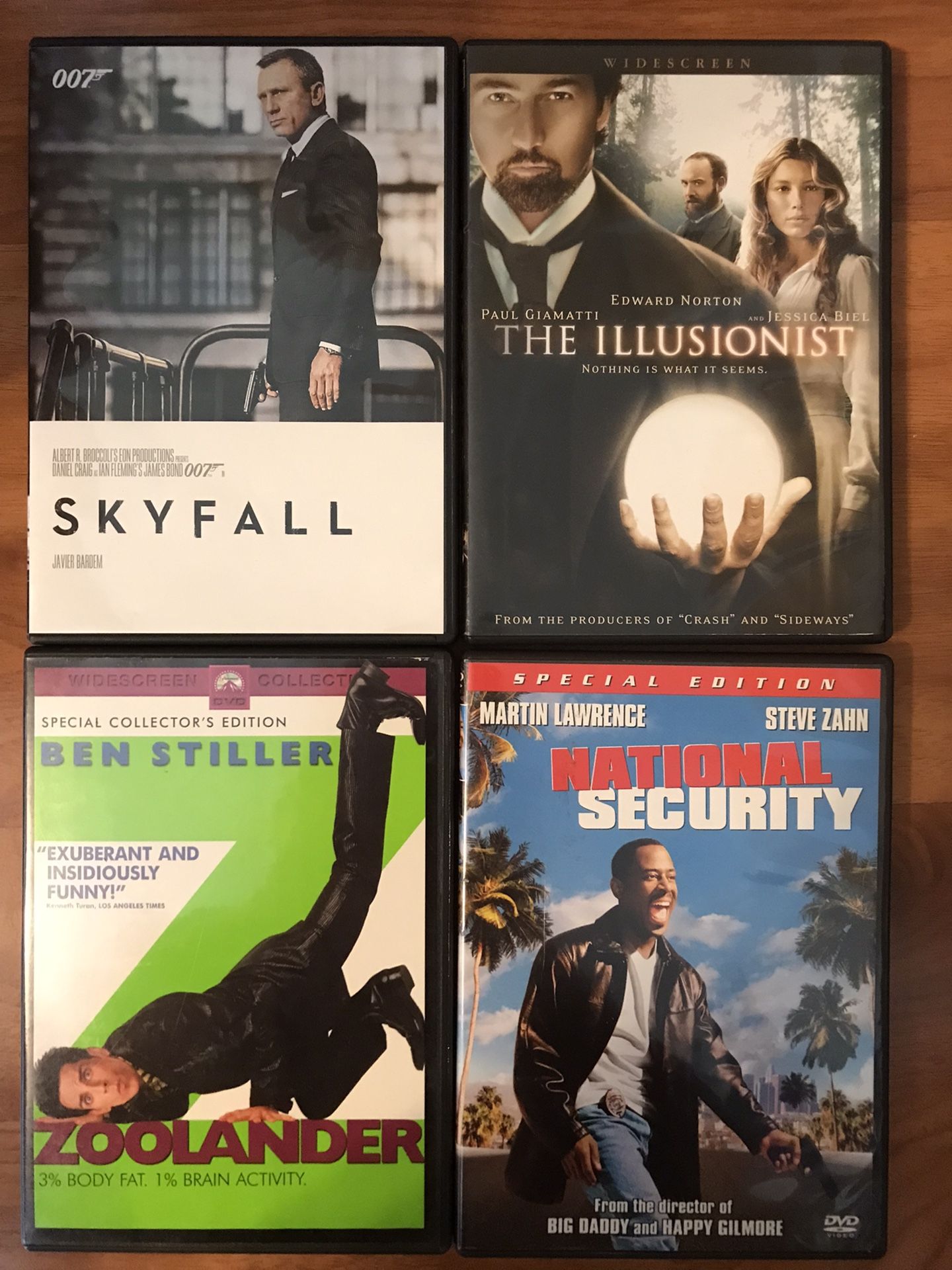 DVD’s 007 Skyfall, Illusionist, Zoolander, National Security