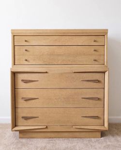 Blonde Wood Highboy Dresser - $275