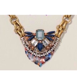 STELLA & DOT Esmeralda Statement Necklace NEW! Rhinestones - Navy Multi Color