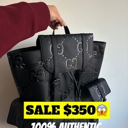 Authentic Black Gucci Leather Backpack