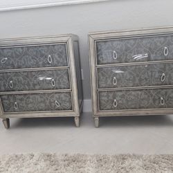 2 Modern Dressers And 1 Mirror
