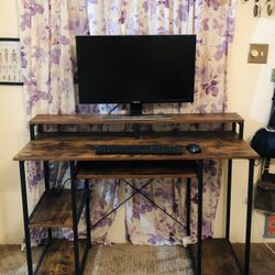 47" Industrial Home Office Computer Desk With. Chair