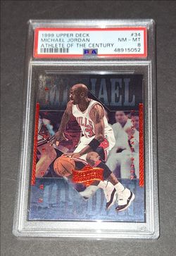 🔥Michael Jordan Card Chicago Bulls 1999 Upper Deck Athlete Of The Century PSA 8🔥