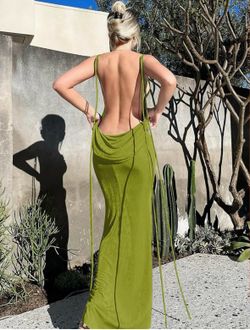 Backless sexy green dress