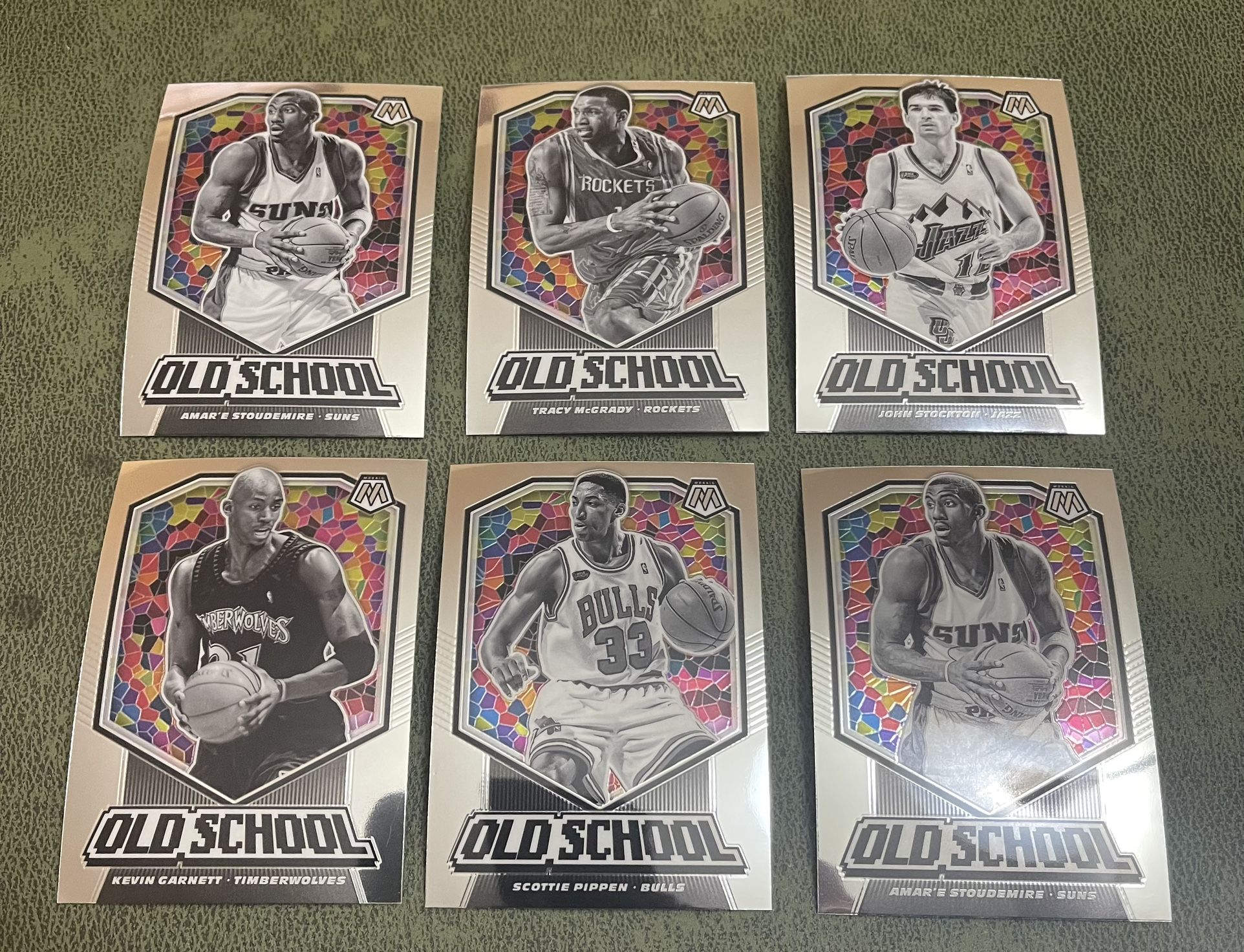 Lot of 6 2019/20 Panini Mosaic Basketball Old School-Garnnet-Pippen-Stockton-McGrady