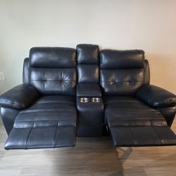 Antonin Blue  Gunuine Leather Sofa 