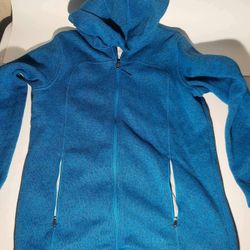 LL Bean Size Youth 18 XL Kids Jacket Soft Fleece Teal Blue Full Zip Sweatshirt Hoodie