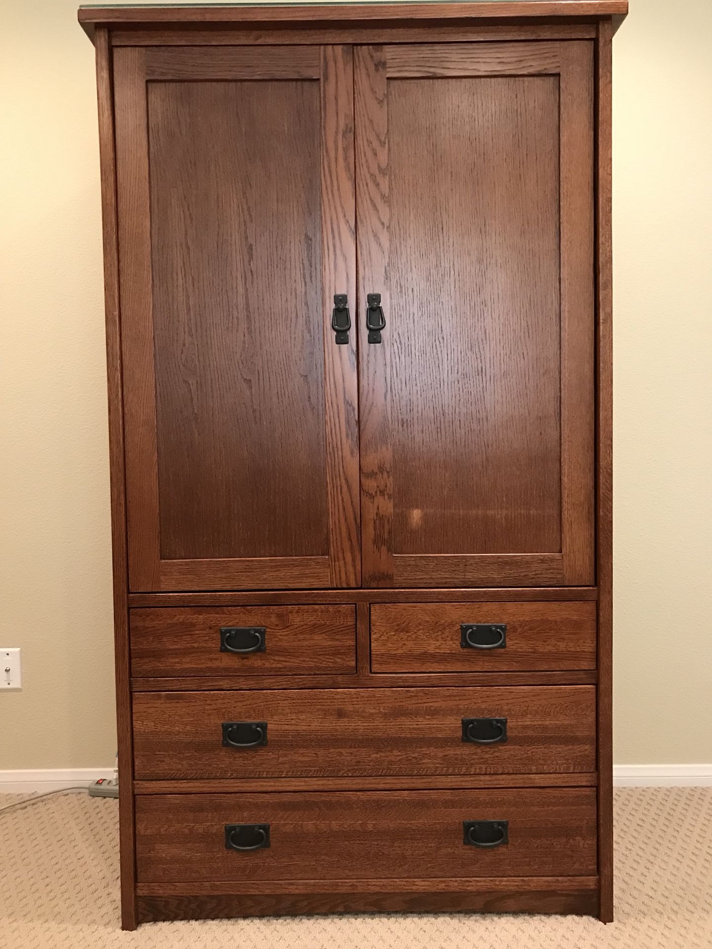 Nordwins Mission deluxe bedroom set CalKing 2 nightstands, bed, armoire, 7-drawer chest
