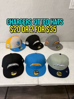 NFL new era Los Angeles Chargers grey, black, powder blue yellow 59fifty fitted hats check description for sizes