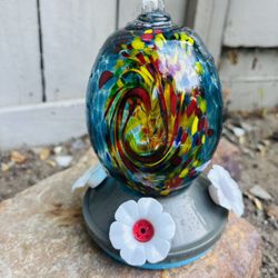 Hand Blown Hummingbird Feeder