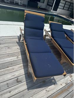 Lance Teak Navy Outdoor Reclining Sunlounger with Sunbrella® Cushion -x7