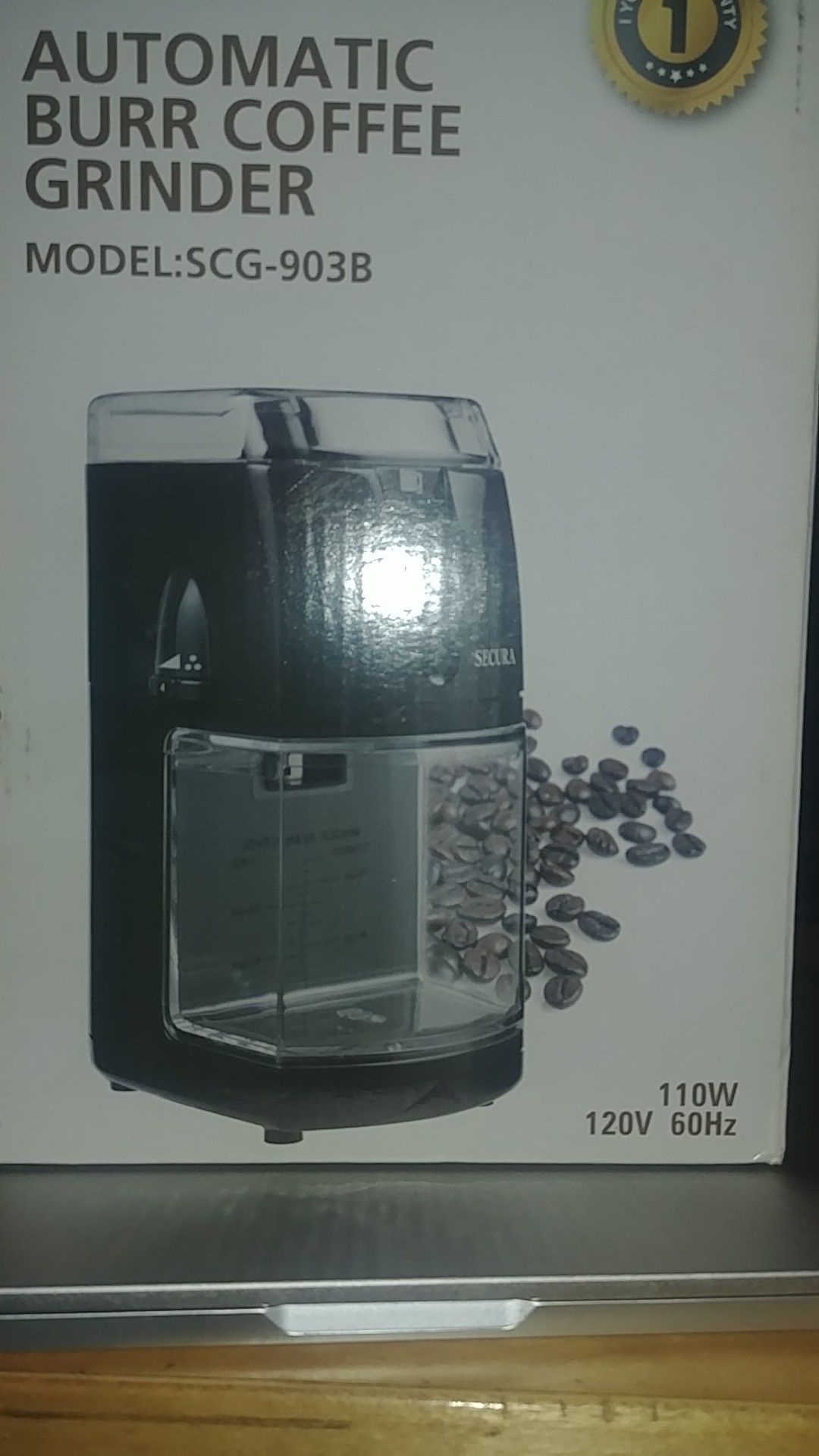 New Automatic Electric Burr Coffee Grinder Secura model SCG-903B [brand new still in box] NIB