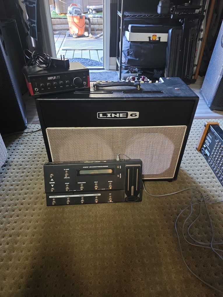 Line 6 Amplifi TT Amp, FBV Shortboard Pedal And Flextone III Amp Combo