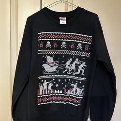 Cool Christmas Zombie Santa Sweatshirt Size S