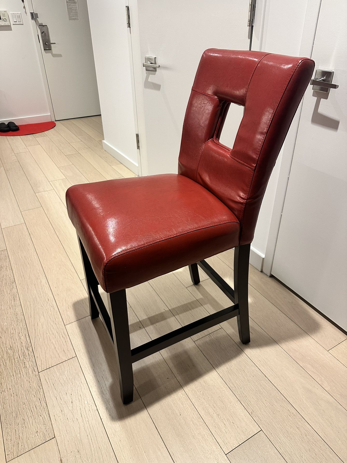 Red Leather Bar Stool - Set Of 6