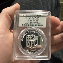 2025 NFL x Celebrity Mint -NFL Oilers Signed Earl Campbell 1oz Silver