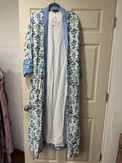 Long Printed Kimono Cardigan with Tags