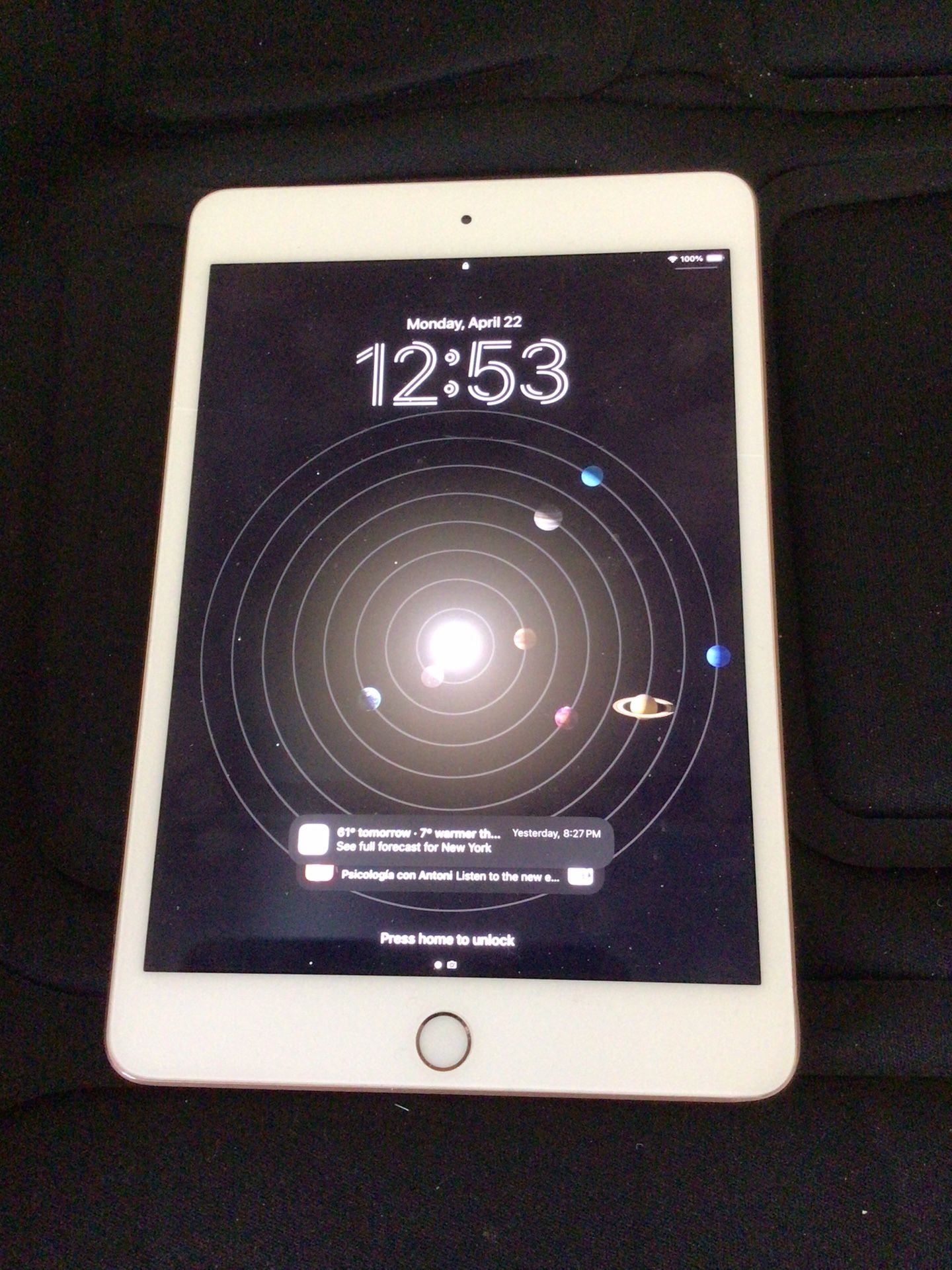 iPad Mini  5 Generacion, 256 GB, Touch ID, No iCloud, Hair Line Crack, No Visibility, All Touch Work