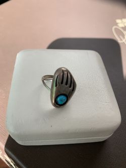 Sterling silver and Turquoise bear paw ring