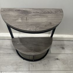 Half Round End Table, Narrow Side Table with Metal Frame New!
