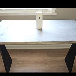 solid marble dining table with metal base
