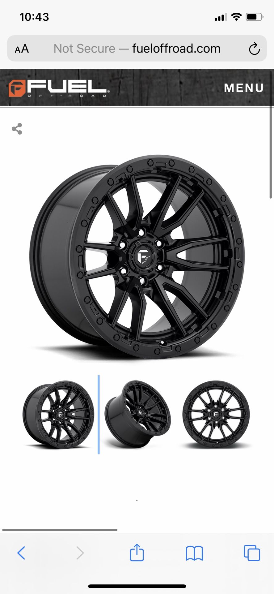 20x10 FUEL MAVERICK REBEL Matte BLACK WHEELS 6x135 / 6x139 GMC CHEVY