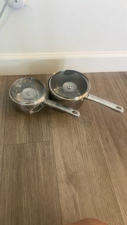 🍲 Stainless Steel Saucepan Set with Glass Lids – 2 PCS